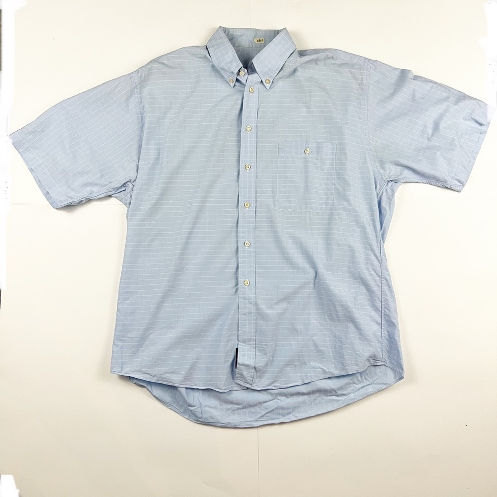 Burberry Light Blue Checked Short Sleeve Button Down Shirt Size XL